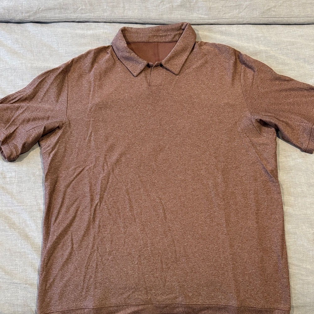 Lululemon -Men's Brown/Orange Polo Shirt
Size L